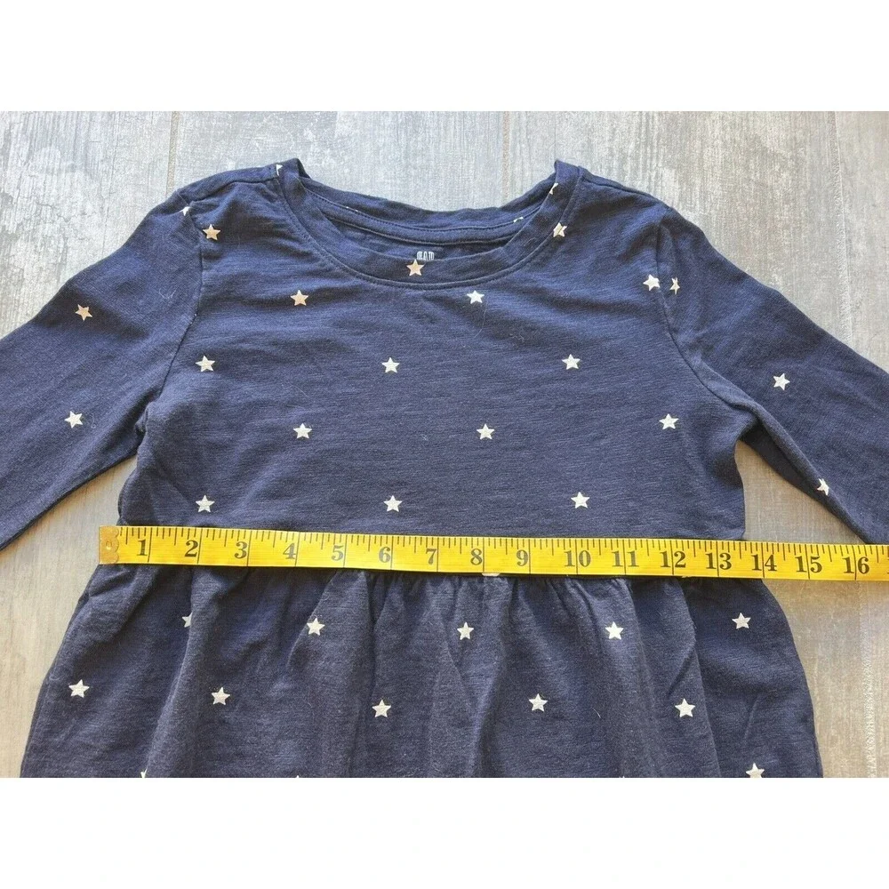 Gap Kids Girls Long Sleeve Cotton Casual School Skater Dress Star Print S 6-7